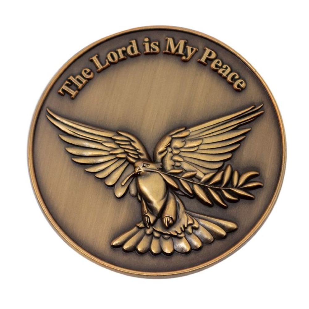 The Lord is My Peace Christian Coin, Dove and Olive Branch Pocket Token of Serenity