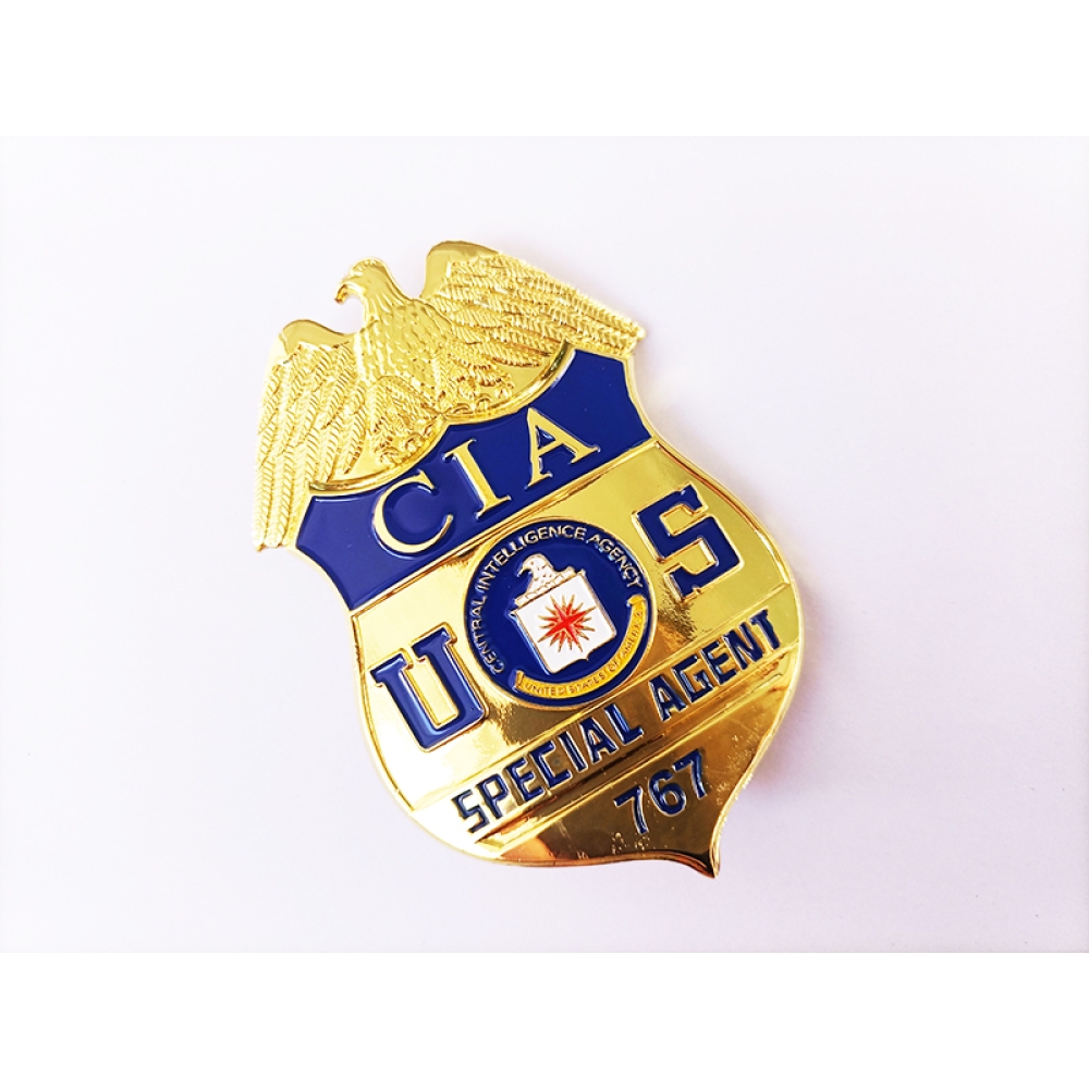 Gold plated metal cheap embossed police nameplate badge