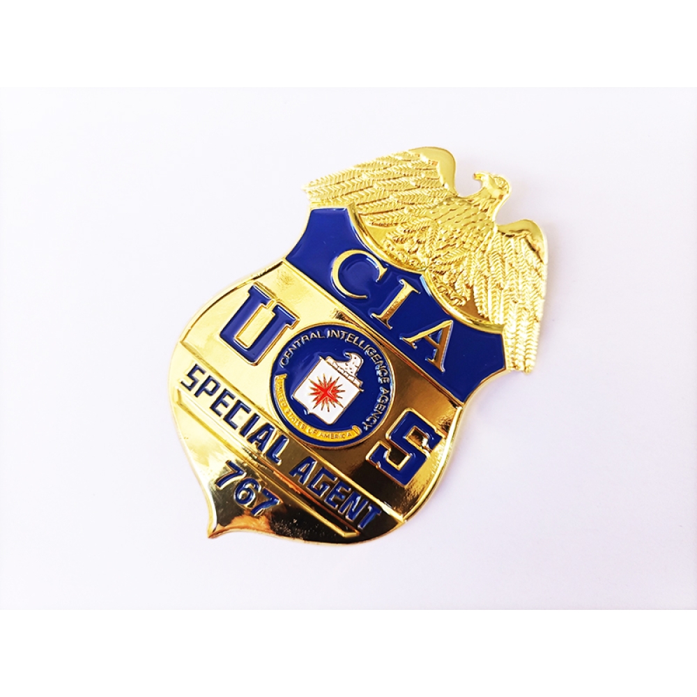 Gold plated metal cheap embossed police nameplate badge