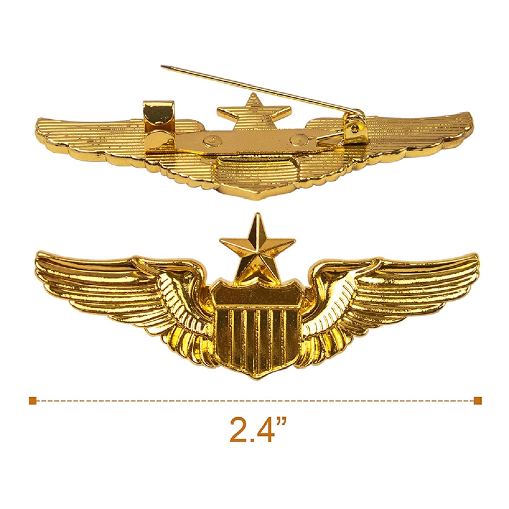 AUEAR, Metal Aviator Pin Military Wings Pin USAF Air Force Senior Pilot Wing Badge Gold